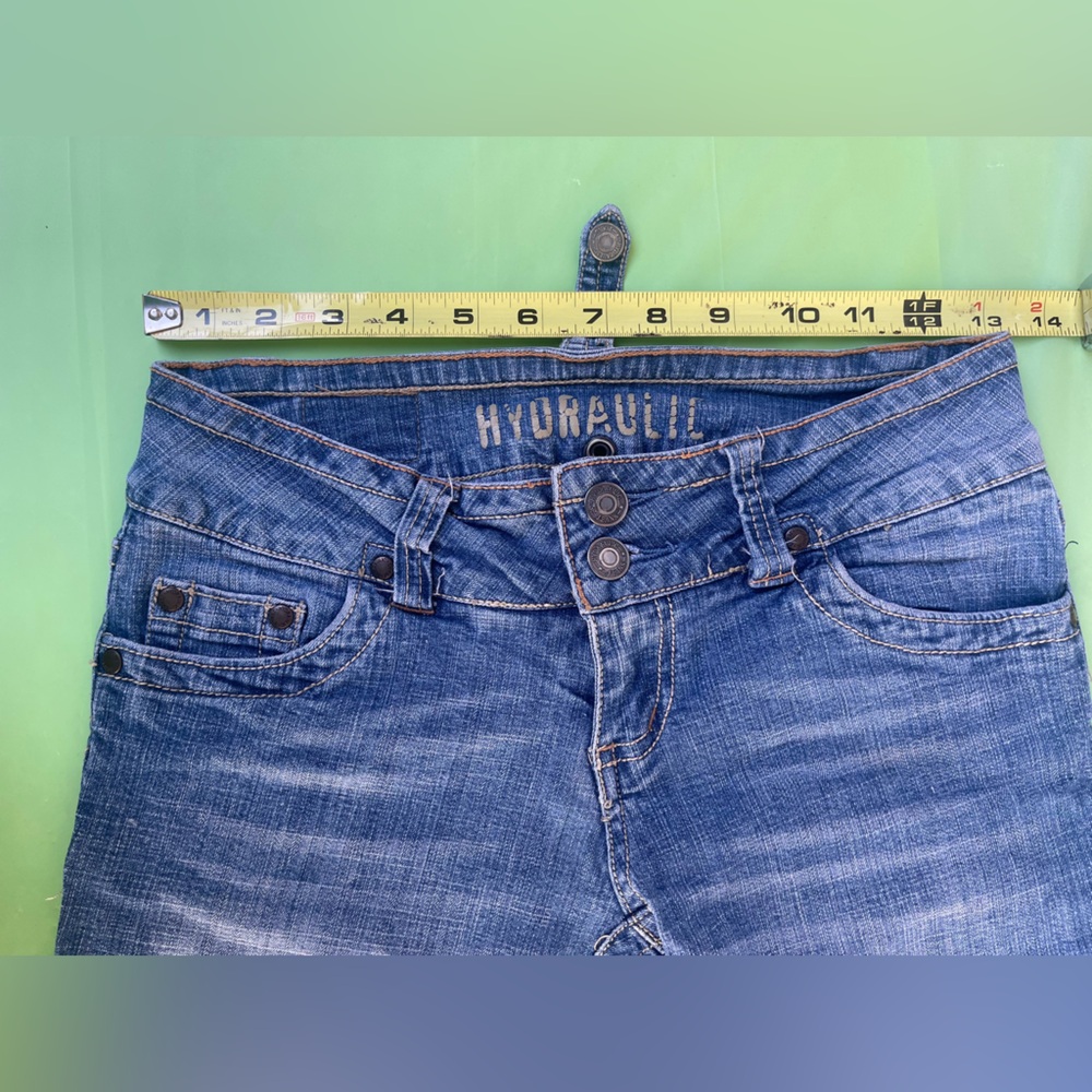 LOW RlCE FLARE LEGS VlNTAGE JEANS 
SIZE 1/2 JUNIORS - Picture 4 of 12